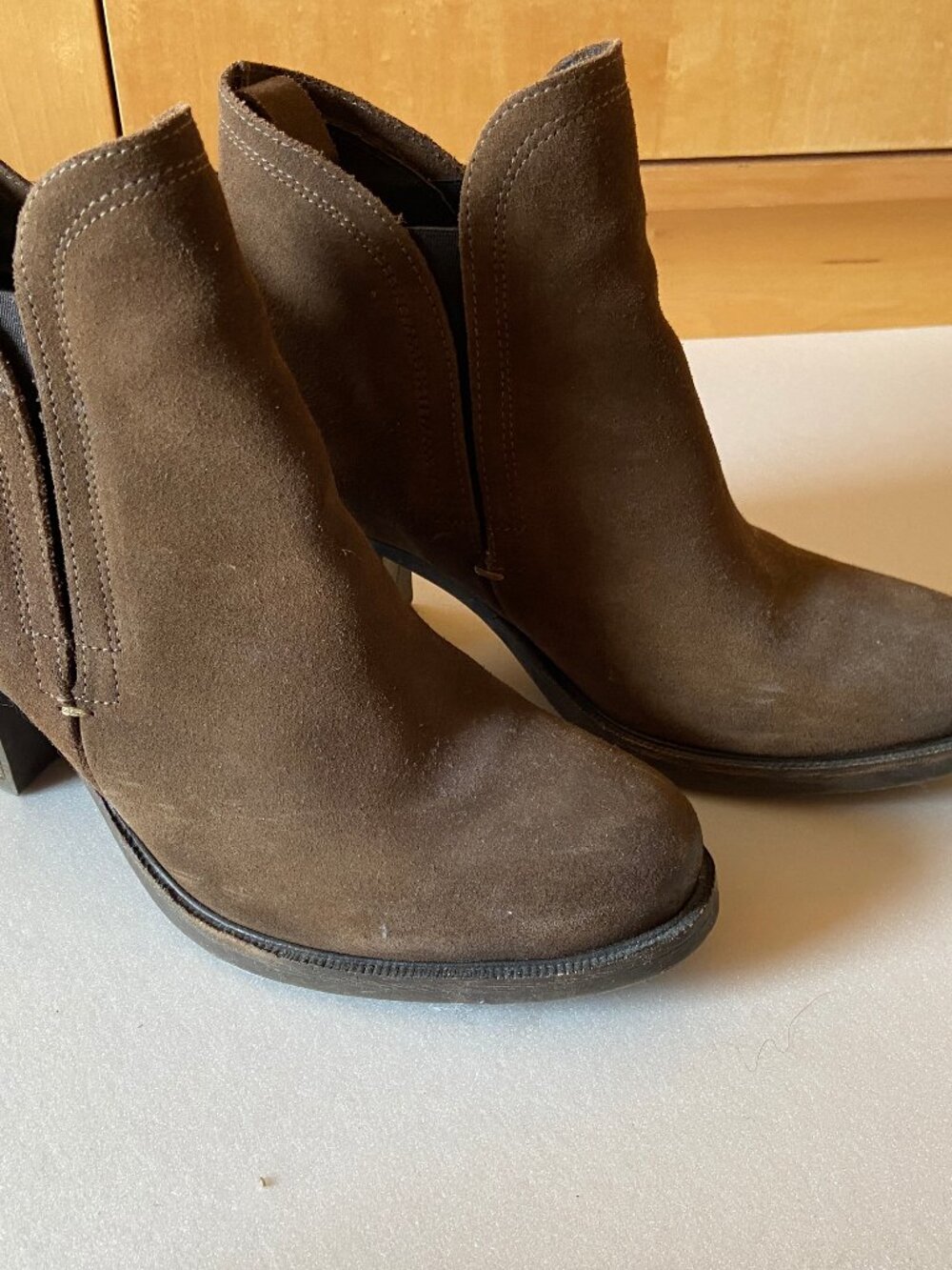 Brown suede booties